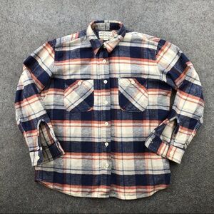 Imogene And Willie M Blue Orange Plaid Flannel Button Up Shirt